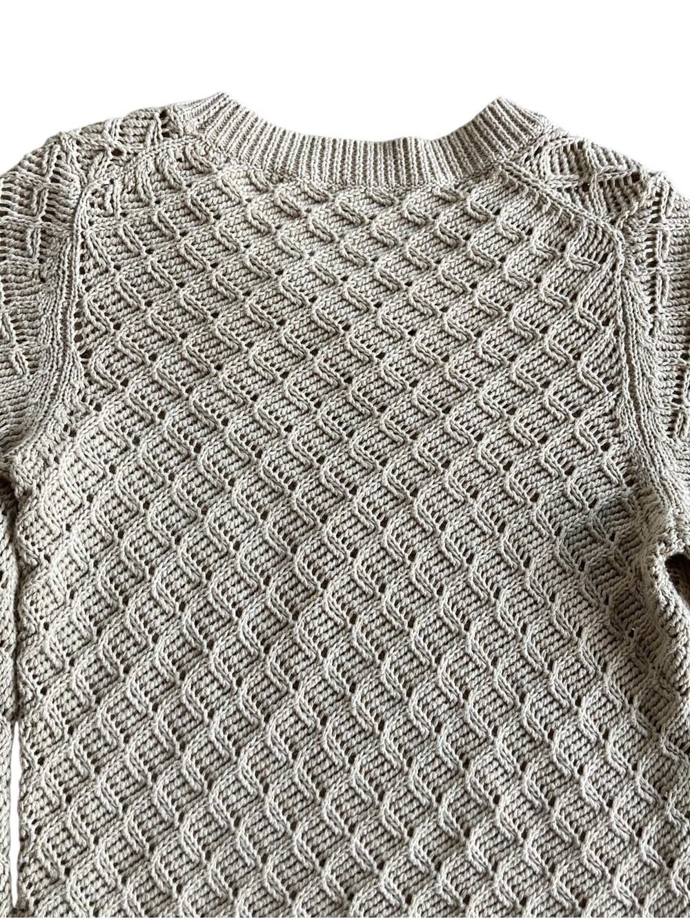 Banana Republic Oatmeal Textured Knit Sweater XS Quiet Luxury Coastal Grandma - Picture 7 of 7